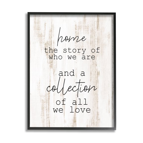 Stupell Industries Story Of Who We Are Uplifting Loving Home Quote Graphic Art Black Framed Art Print Wall Art, Design by Kim Allen