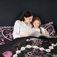 thumbnail image 5 of meiyoeat Pink Black Leopard Pattern 7 Pieces King Bedding For Girls,Cheetah Initial K Letter King Bed In A Bag For Leopard Lovers,Black Reversible, 5 of 7