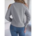 thumbnail image 4 of Autumn And Winter Casual Off-shoulder High-neck Hollow Long-sleeved Knitted Pullover Women's Sweater, 4 of 7