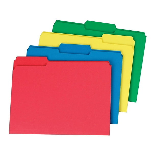 Staples Colored TopTab File Folders 3 Tab Assorted Colors Letter Size