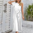 thumbnail image 1 of EGNMCR Robes de Fête pour Femmes Robe d'Été pour Femmes Ajustée Plissée avec Ceinture Robe à Manches Courtes à une Épaule, 1 of 5