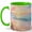 Green, variant on Pastel Beach Sunrise 11oz Ceramic Mug, Seashell Shore Coffee Cup