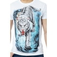 thumbnail image 4 of HEADS OR TAILS Mens Rhinestone T-Shirt Tiger On Water, White, S, 4 of 5
