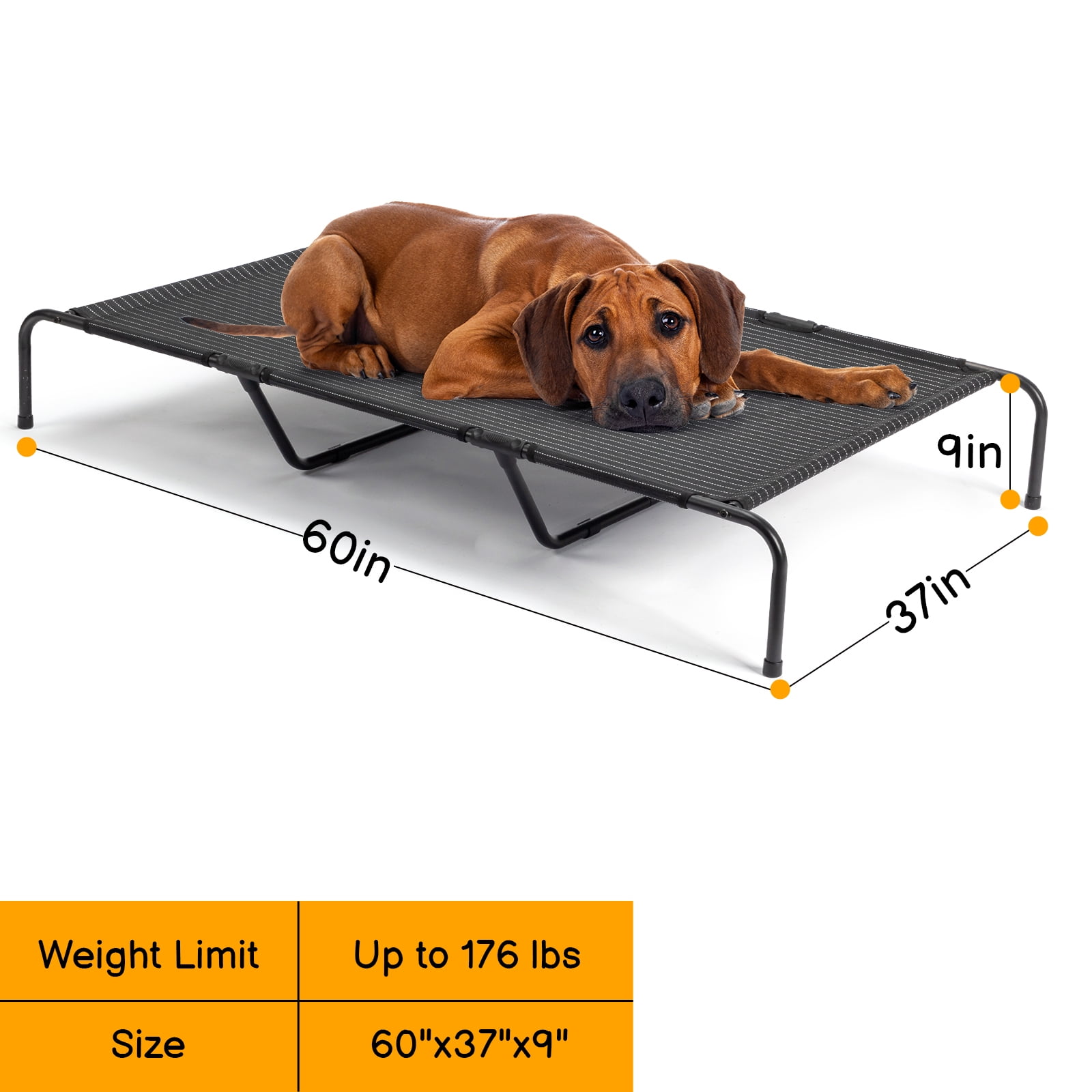 Zimtown  Dog Bed, 60*37*9 in Raised Dog Beds, Washable Outdoor Dog Cot, Chew Proof Pet Bed , Especially large, Black and White stripes