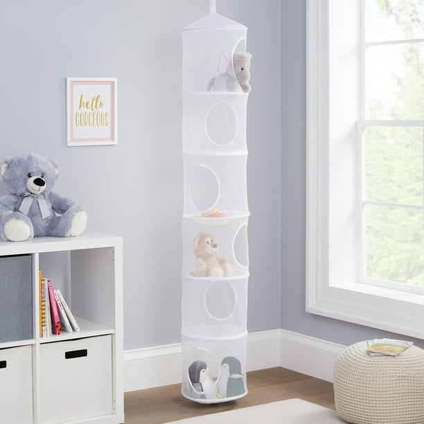 Your Zone Foldable Hanging Mesh Toy Organizer, White