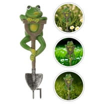 HEMOTON Frog Statue Desktop Decor Resin Frog Stake Garden Decorative Frog Ornament