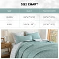 thumbnail image 6 of PANGUSHAN 100% Cotton King Quilt Set, Farmhouse King Size Quilt Bedding Set Bedspreads, Reversible Botanical Patterns Quilted Lightweight Comforter, Teal/White Bed Spread for King Bed, 6 of 13