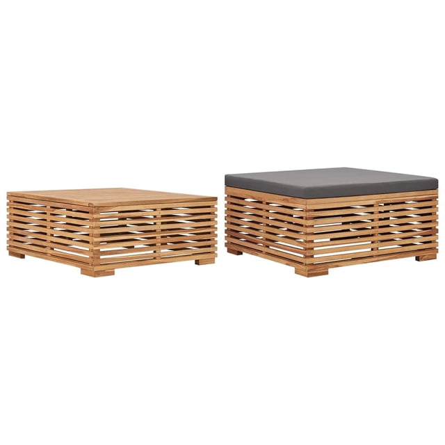 Mesa de Jardín vidaXL de Madera Maciza de Teca 70x70x31 cm Gris