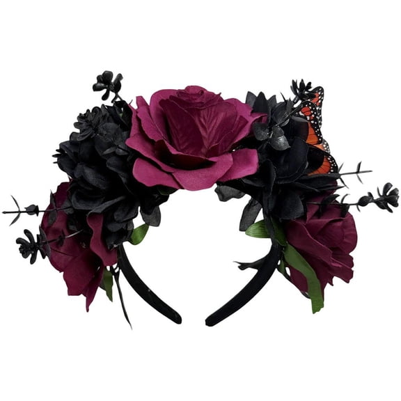 Hfppkn Plastic Rose Crown Headband Style 3 22x23cm Vintage Flower Hair Hoop
