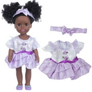 Black Doll 14” African Baby Doll with Curly Hair Dress Sets Girls