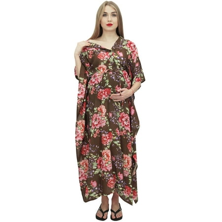 

Bimba Moms Brown Drawstring Printed Maternity Kaftan Nursing Maxi Dress-18