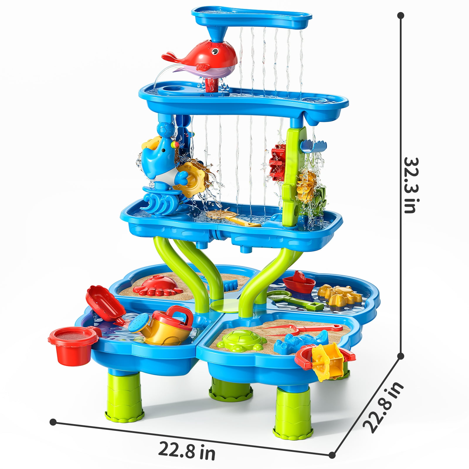 Smart Chef Kids Sand Water Table for Toddlers 3-5, 4-Tier 4-in-1  Plastic Multicolor Activity Tables Summer Outdoor Toys