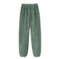 thumbnail image 5 of Fabrcox Flannel Grey Pajamas Bottoms for Women Joggers Sleep Pants Solid Color Trendy Cozy Comfortable Sleepwear Bottoms Army Green L, 5 of 5