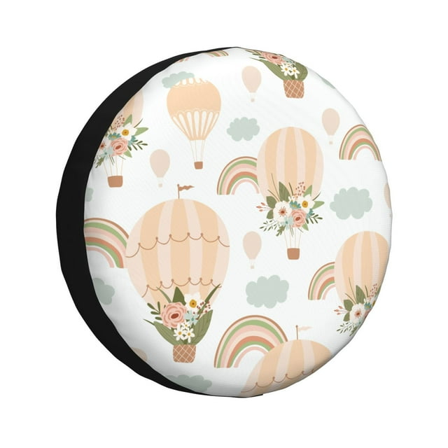 Bingfone Ballon d'Air et Fleur pour Pneu de Rechange Protecteurs de Roues Universels Résistants aux Intempéries pour Véhicule Récréatif Remorque de Voyage SUV Camion-14 Pouces