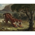 thumbnail image 3 of Eugène Delacroix 14x12 Black Modern Framed Museum Art Print Titled - Tiger and Snake (1862), 3 of 5
