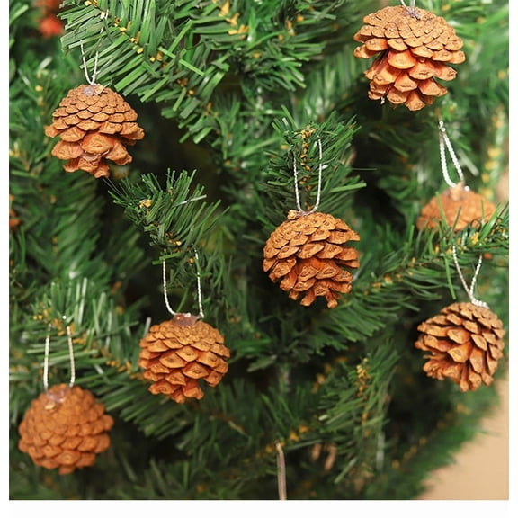 Set of 9 Natural Pinecone Ornaments, Rustic Farmhouse Christmas Decorations for Tree, Wreath, Garland, and Mantel