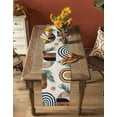 thumbnail image 4 of Farmhouse Boho Burlap Cotton Table Runner 18x72 Inches Long, Vintage Abstract Geometric Leaves Farmhouse Table Runners, Outdoor Dining Tablecloths Decor for Baby Shower/Party/Wedding, 4 of 6