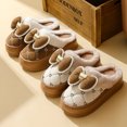 thumbnail image 4 of Zapatillas de algodón para mujer, suela gruesa, moda de hogar para interiores, con lazo, gruesas, cálidas, impermeables, PU, novedad de 2024, 4 of 5