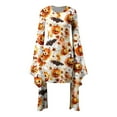 thumbnail image 4 of Fewfanhot Robes Maxi d'Halloween pour Femmes 2025 Robe Décontractée à Col Rond avec Imprimés Effrayants et Style Asymétrique Robe à Enfiler Patchwork, 4 of 5