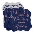 thumbnail image 3 of Inkdotpot Real Rose Gold Foil Merry Christmas & Happy Text Tags Favor Bracket Shape Hang Pack Of 50 Paper Tags, 3 of 7