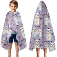 thumbnail image 3 of Bichon Dog Purple Florals Hooded Bath Towel，50"x30" for Ages 3 To 12 Kids, Quick Dry Lightweight Soft Microfiber Hood Beach Towel Cover Up for Kids, 3 of 7