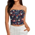 thumbnail image 4 of Stralyhd American Flag Women's Strapless Tube Top 2026 Summer Y2k Crop Tank Workout Bandeau Backless Slim Fit Beach Stretchy Tops for Vacation Navy XXL, 4 of 6
