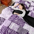 thumbnail image 5 of Feelyou Leopard Zebra Print Twin Bedding Sets 7-Piece for Adult, Dreamy Purple Bedding Comforter Set, Modern Abstract Stripes Reversible Sheet Sets, Super Cozy Room Decor, 5 of 9