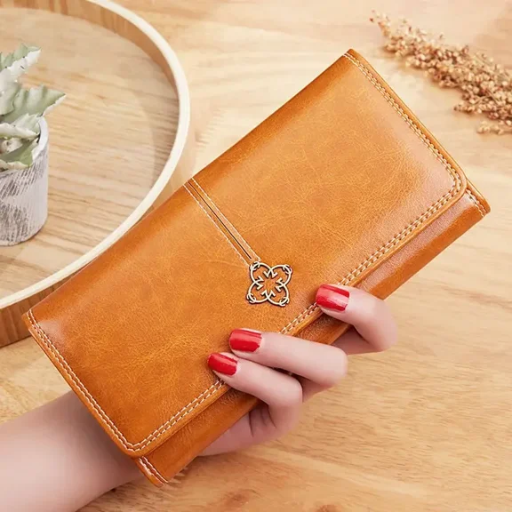 Women's Leather Wallet Woman Luxury Long Wallets