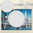 thumbnail image 3 of Ambesonne Cityscape Place Mats Set of 4, Buildings with Glass, Standard Size, Blue Black and White, 3 of 6