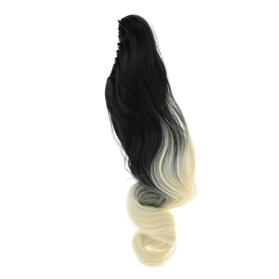 Unique Bargains 1 Pc Nature Long Hair Ponytail wig Clip for Women 21.65inch Black,Beige