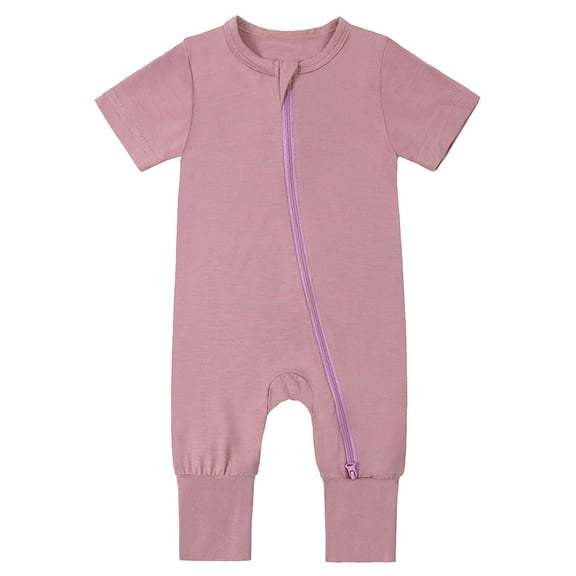 larppty Pajamas for Baby Boys & Girls, Infant Onesie with Mitten Long Sleeve Footed Pjs(Purple, 3-6 Months)