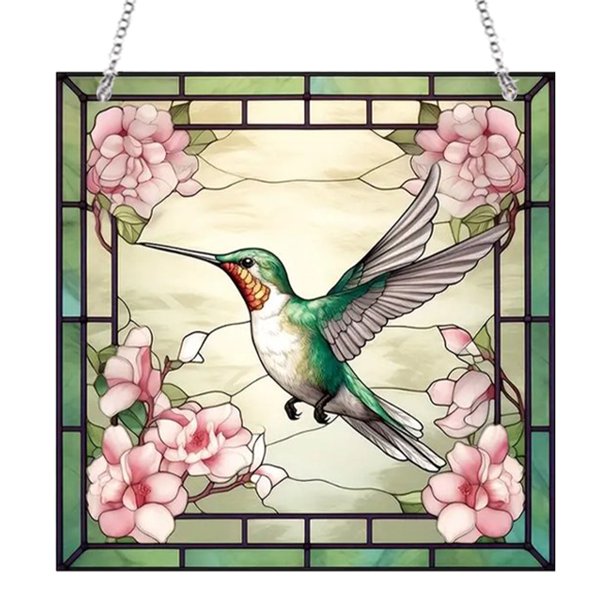Atrapasueños acrílico para colgar en panel de ventana, 30x30cm (colibrí)