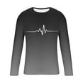 thumbnail image 6 of UVEASISHA Men's Long Sleeve T-Shirts Gradient Trendy ECG Print Graphic Tees Cotton Blend Casual Tshirts Hip Hop Streetwear Tops Gray L, 6 of 6