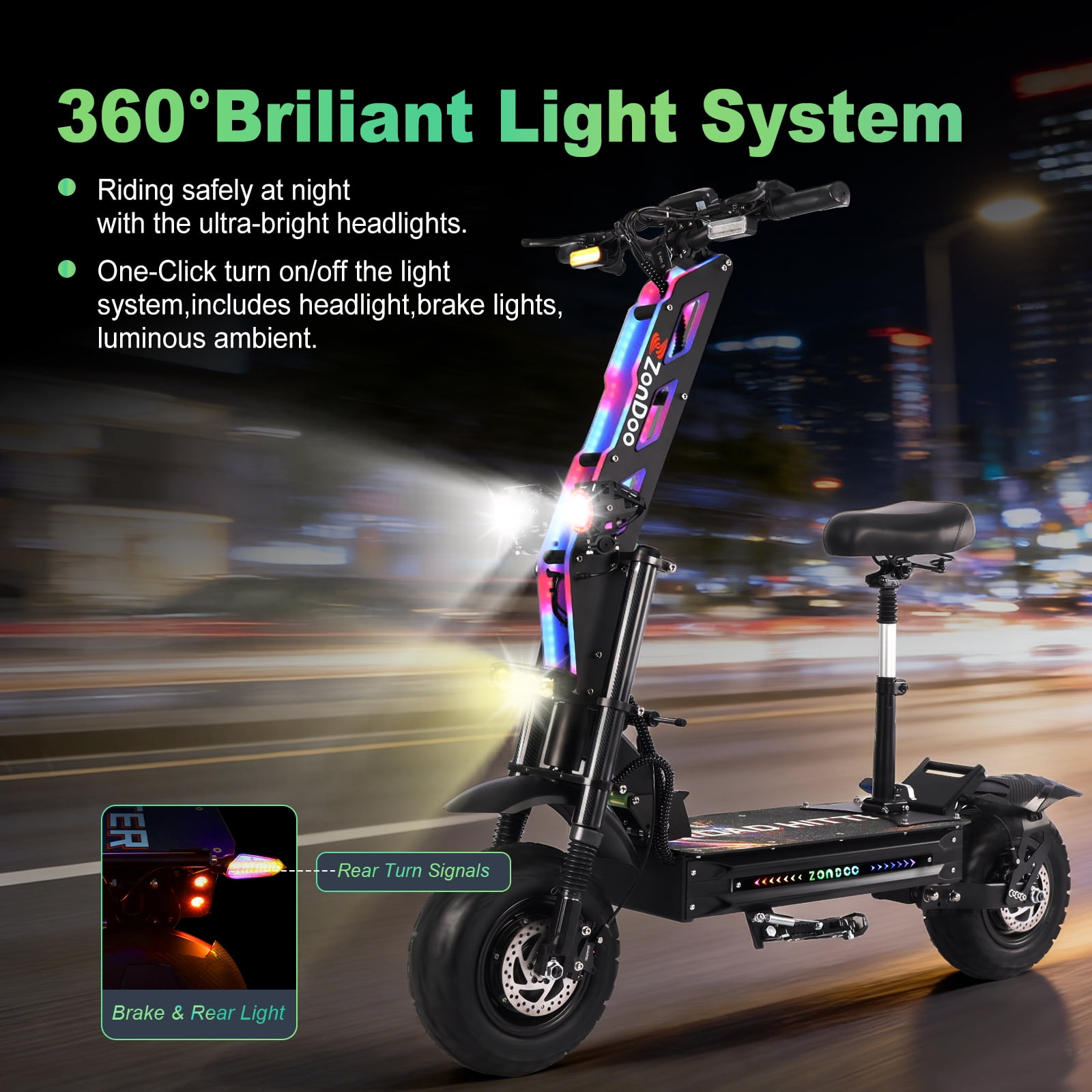 ZonDoo RoadHitter Electric Scooter, 68mph Speed, 75 Miles Range
