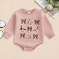 thumbnail image 2 of mgoYE Newborn Baby Boy Girl Hunting Clothes Duck Bow Sweatshirt Romper Long Sleeve Bubble Romper Bodysuit Outfit(Light Pink,6-12 Months), 2 of 6