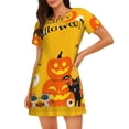 thumbnail image 1 of Balery Happy Halloween1 Camisón de manga corta con cuello redondo para mujer, cómodo y elegante., 1 of 6