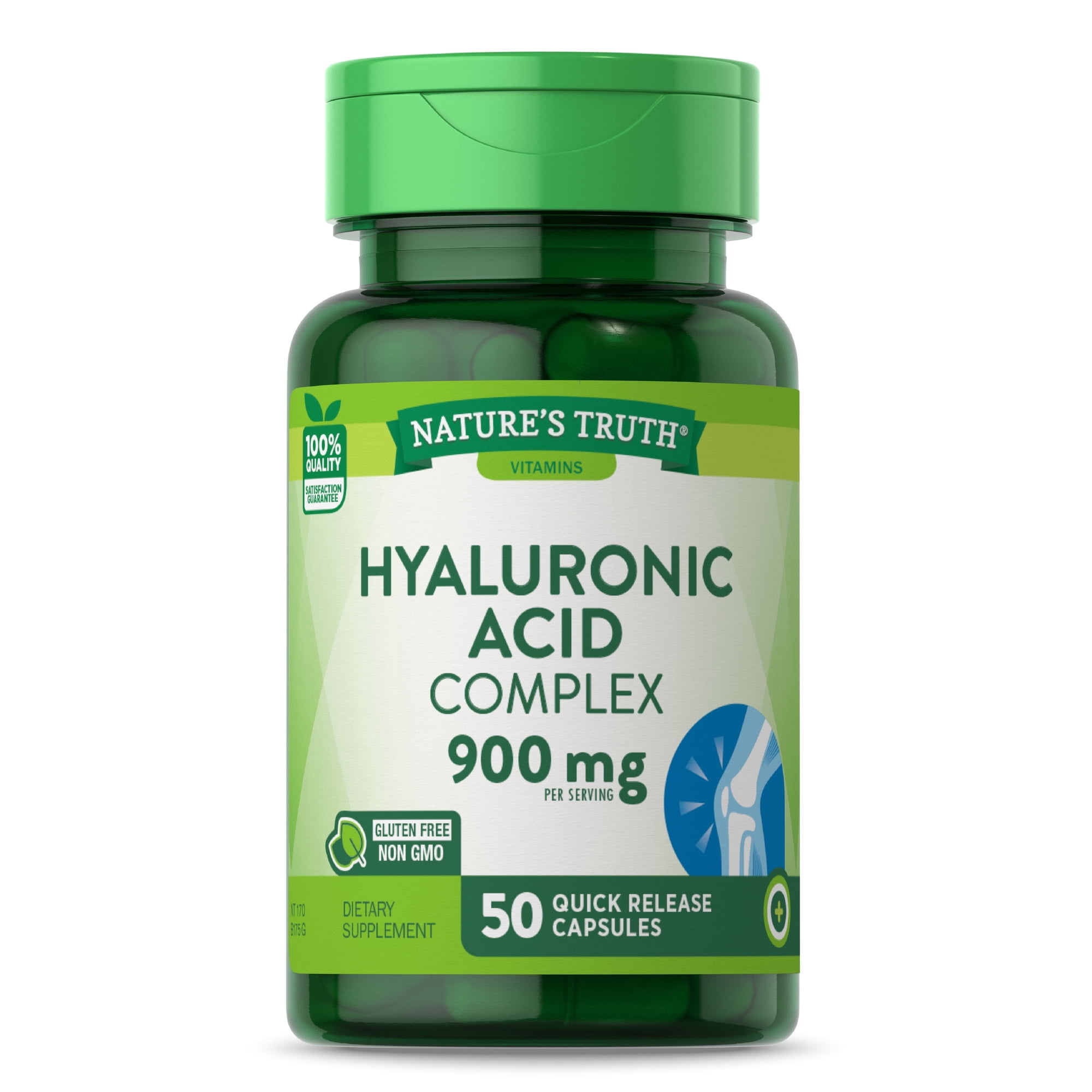 Hyaluronic Acid Supplement | 900mg | 50 Capsules | Non-GMO & Gluten Free | by Nature's Truth