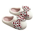 thumbnail image 2 of Bow House Slippers for Women Ladies Bowknot Comfy Fuzzy Bedroom Slippers Bride Wedding Indoor Outdoor Memory Foam Shoes, 2 of 8