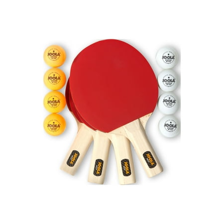 JOOLA Hit Set Table Tennis Bundle with Carrying Case, 4 Paddles, 8 Balls, Red