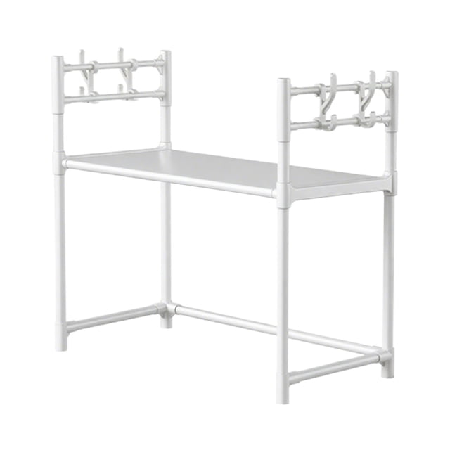 WLOELOEW Countertop Microwave Shelf Oven Rack Kitchen Organizer White Plastic Material For Counter Space Saving A