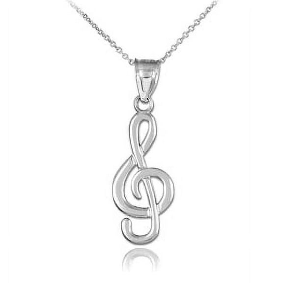 SILVER TREBLE CLEF PENDANT NECKLACE : Pendant with 20" chain