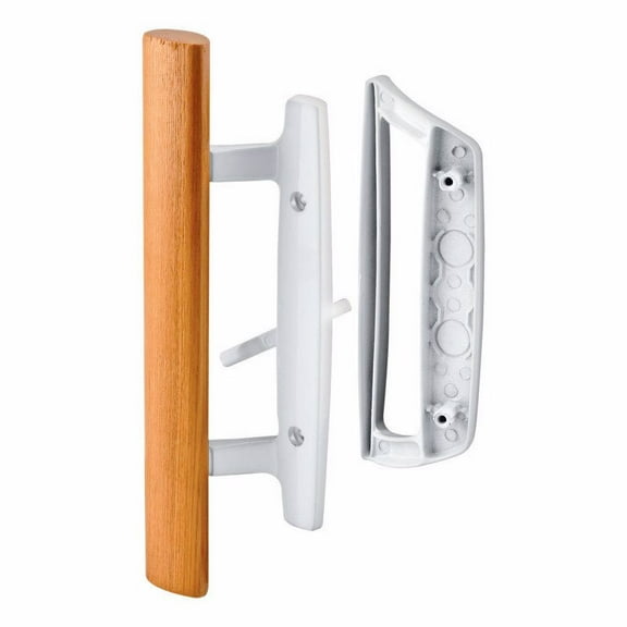 Sliding Glass Door Handle Set, 3-15/16 in., Diecast, White, Mortise/Hook Style