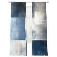 thumbnail image 2 of Abstract Art Sheer Curtains 84 Inches Long 2 Panels Color Block Blue Gary Collage Oil Painting Light Filtering Semi Sheer Window Curtains Drapes for Bedroom Living Room 52"x84", 2 of 7