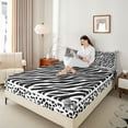 thumbnail image 4 of Feelyou Modern Zebra Print Full Size Sheets for Teen, Black White Bowknot Bed Sheets, Fashion Cheetah Leopard Sheet Sets, Ultra Soft Bedroom Decor, 4pcs, 4 of 7