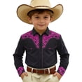 thumbnail image 4 of Boys Graphic Tees Boys Western Cowboy Print Long Sleeve Button Down Shirt Girls Tops Purple 12-13 Years, 4 of 4