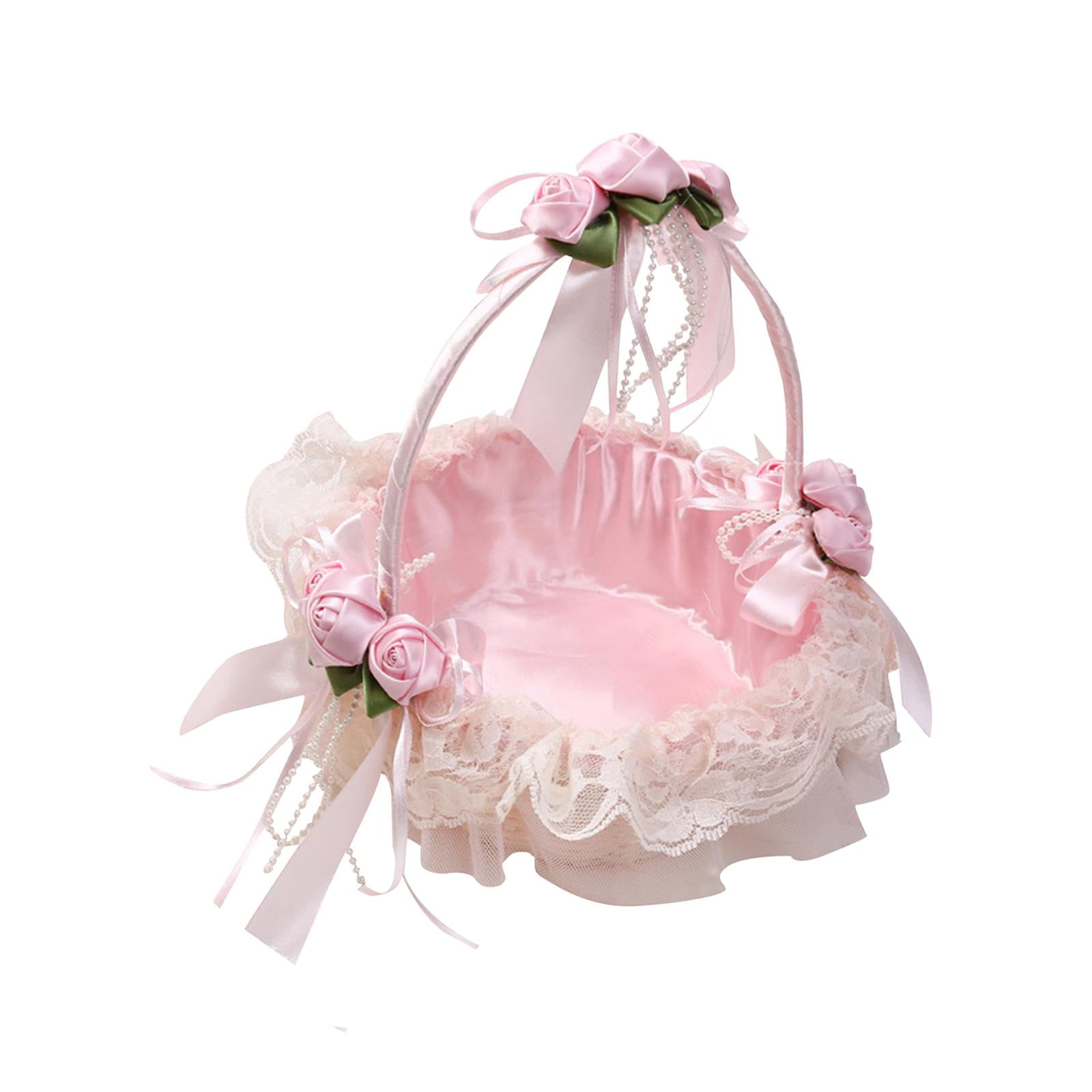 Lace Flower Girl Basket, Wedding Basket, Wedding Easter Party Favors Handbasket Fairy Lace Flower Baskets for Wedding Parties