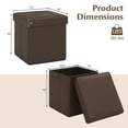 thumbnail image 3 of Gymax Folding Storage Ottoman Upholstered Square Footstool PVC Leather 10.5 Gallon Brown, 3 of 10