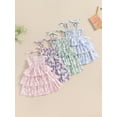 thumbnail image 4 of Aojekbee Toddler Girls Summer Dress Casual Bandage Straps Daisy Print Sleeveless A-Line Dress for Beach Party Cute Clothes, 4 of 10