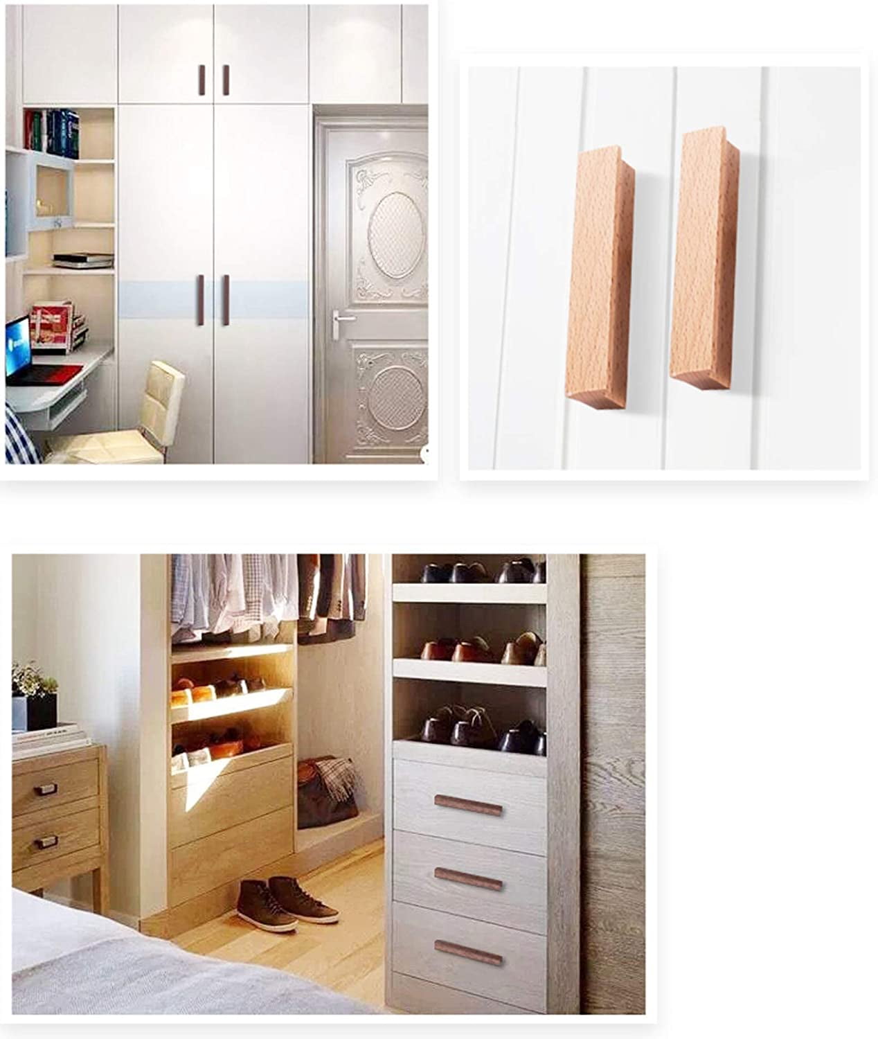 Gamvdout 2 Pieces Wooden Handle Pull Handles Furniture Hardware Handle for Kitchen Cupboards Bathroom Cabinet Handles and Knobs Drawer Handle Drawer Handle