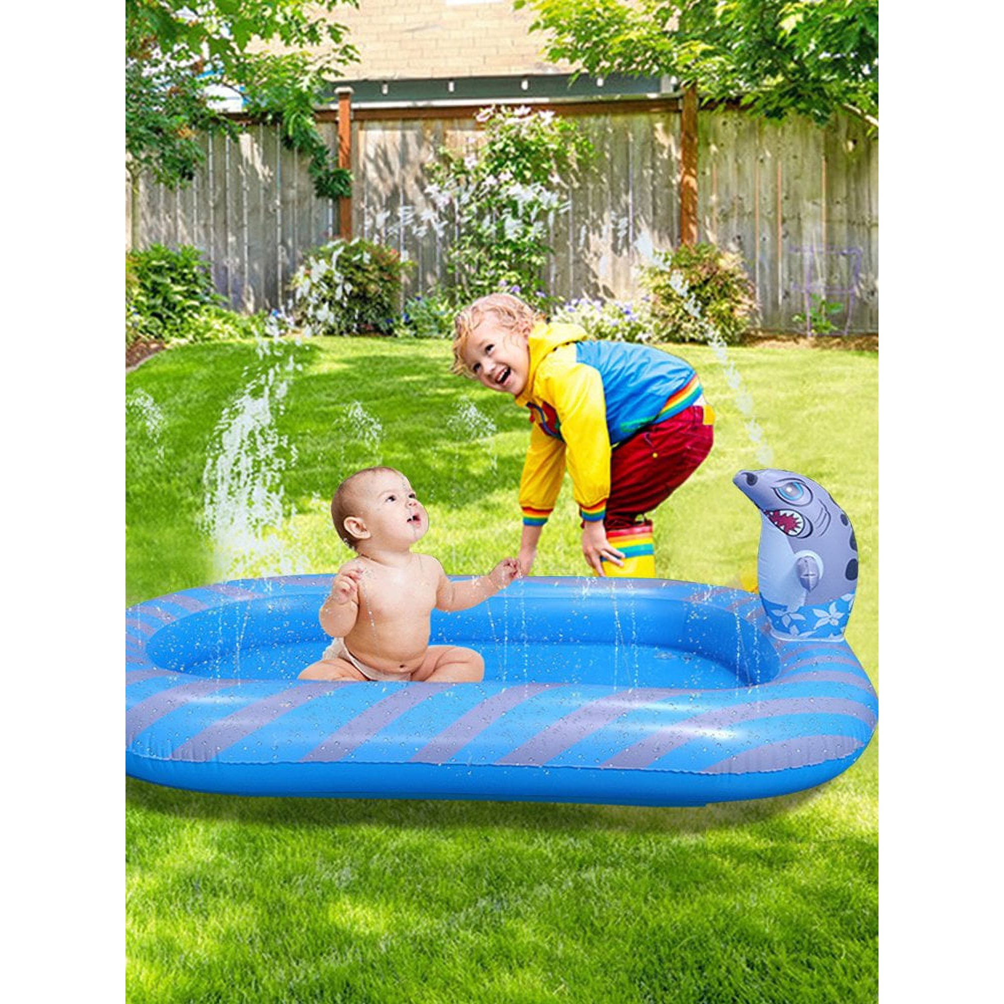in Inflatable Sprinkler Pool Shark Ship Water Mat Wading Pool